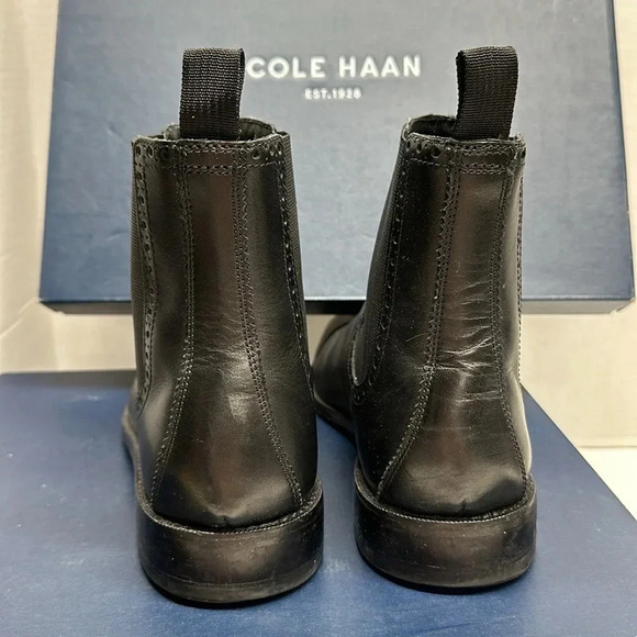 Cole Haan Giraldo Medallion Ankle Chelsea Leather Boots Boot Shoe Black Mens 7.5 - Picture 4 of 10